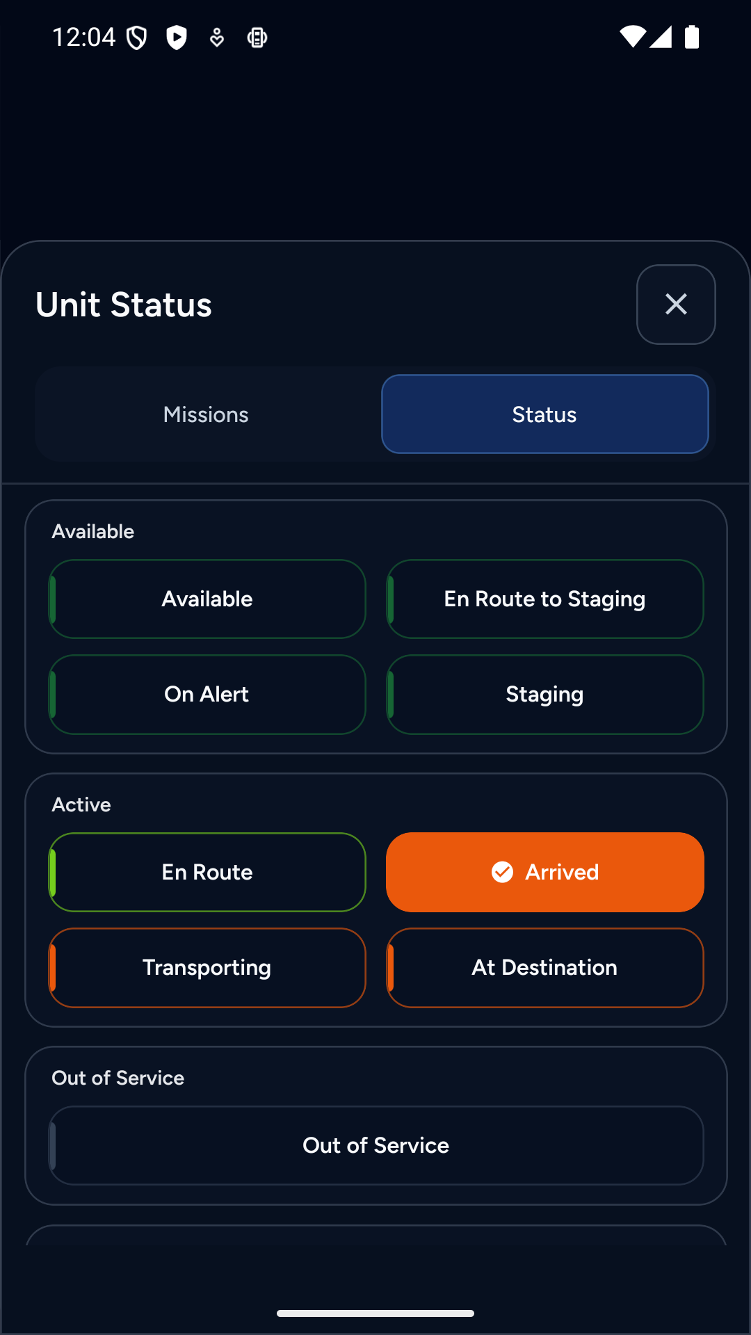 AIGIS Field unit-status controls